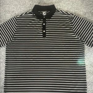 FootJoy Men's Polo with Black and White Stripes